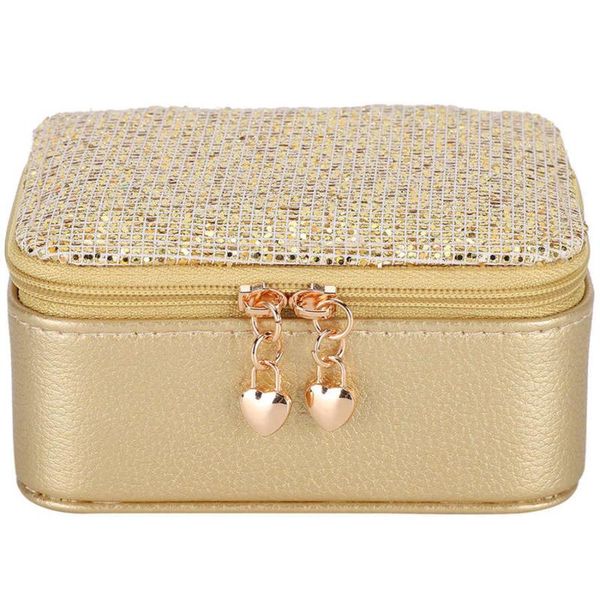 

organizer pu leather jewelry box zipper design easy cleaning. multifunction for household easy to use jewelry store good looking, Pink;blue