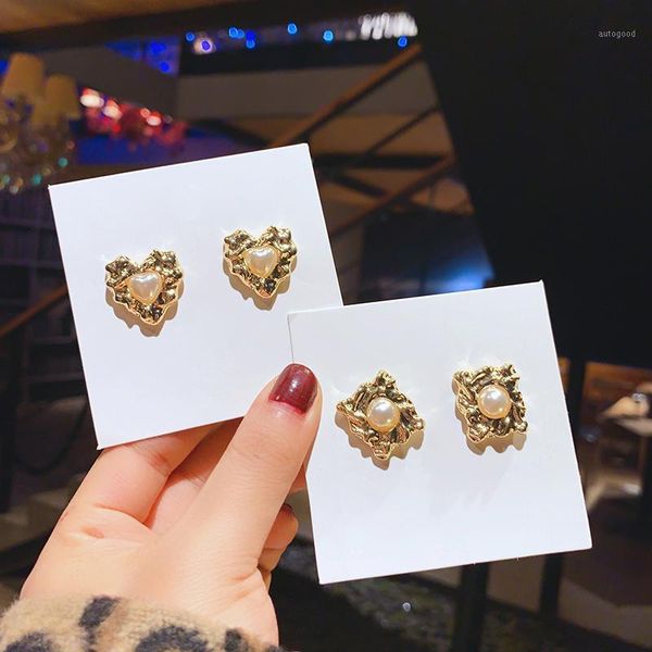 

stud aensoa 2021 fashion classic gold color small metal earrings for women simple geometric cute pearl wedding jewelry1, Golden;silver