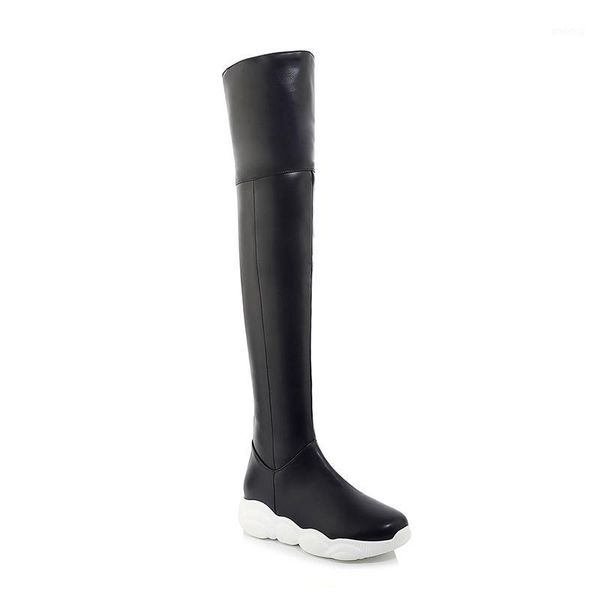 

women boots slim over-the-knee boots fashion pu leather thigh high female winter bota 20201, Black