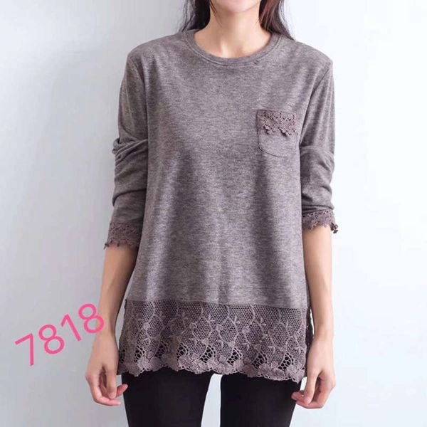 

round new t-shirt bottoming cotton head neck brown loose shirt, Black;gray