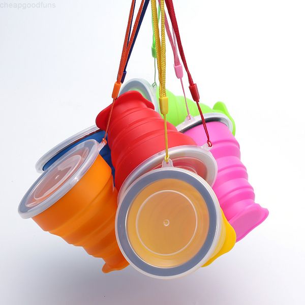 

travel foldable cup silicone bottles outdoor sport retractable folding water cups holiday gift