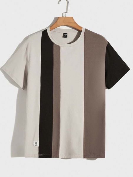 

men colorblock crew neck tee y5eg#, White;black