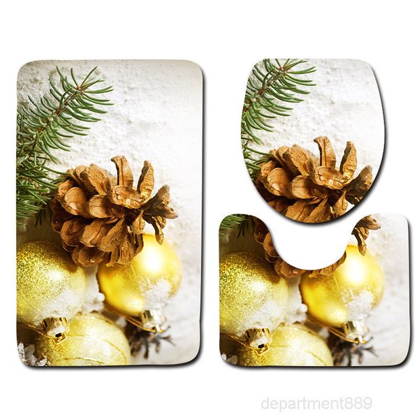 

new design 3pcs set christmas decor pattern bath for bathroom non-slip floor mats toilet lid cover rugs