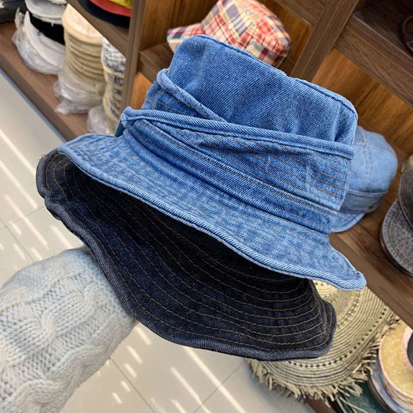 

new washed denim outdoor sunshade fisherman's hat in spring 2020, Blue;gray