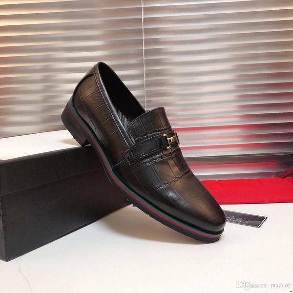 

cq formal shoes man leather shoe slip on oxford business office wedding shoes pointed toe male dress leather shoes sapato social 22, Black