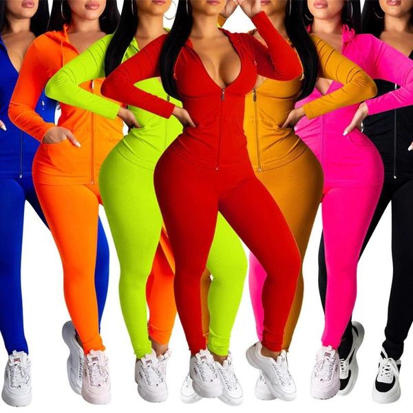 

women's tracksuits style women fashion setstracksuits 2 piece pants set hoodie sweatshirt + sports leggings sportswear, Gray