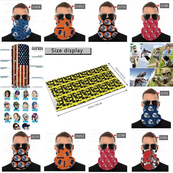 

football designer seamless bandana for rave face mask dust wind uv sun neck gaiter tube headwear motorcycle cycling ridi owfs1, Black