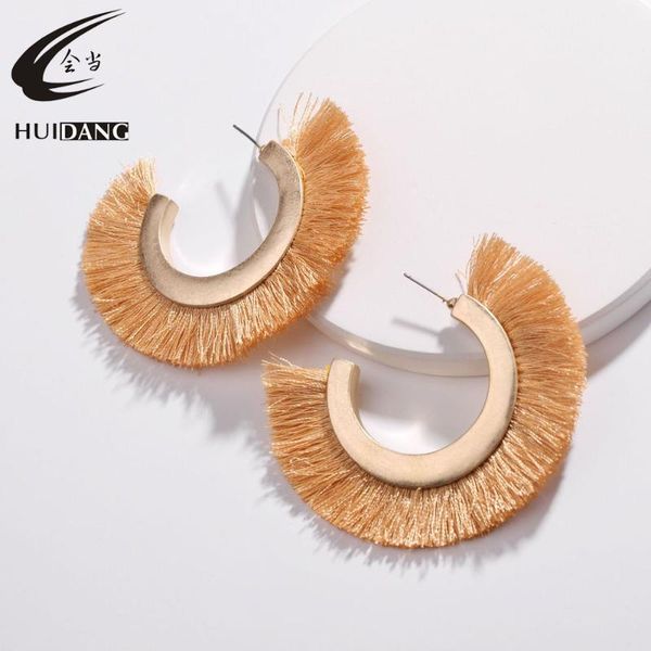 

fashion colorful tassel earrings party bohemian statement fringe hoop earrings for women punk jewelry brincos, Golden;silver