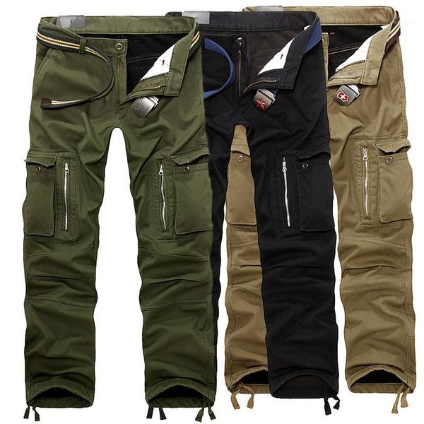 

men's pants foreign trade men's plush and thickened loose large tooling pants1, Black