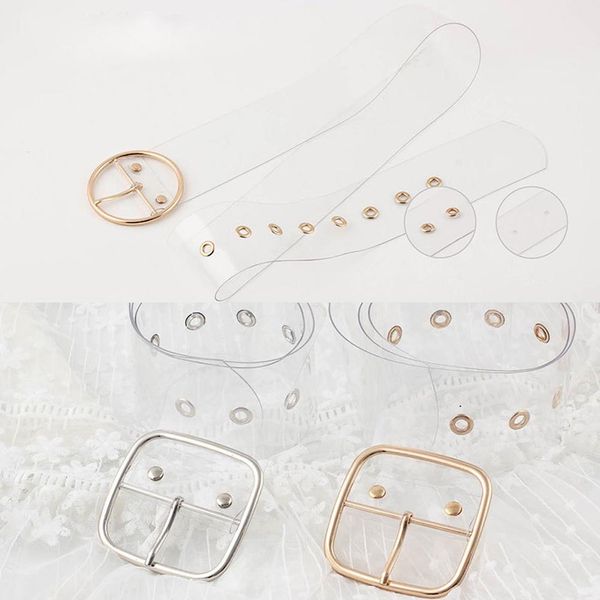 

fashion clear heart belt women simple design plastic pvc transparent dress belts for jeans metal pin buckle trouser waistband sqcfcm, Black;brown