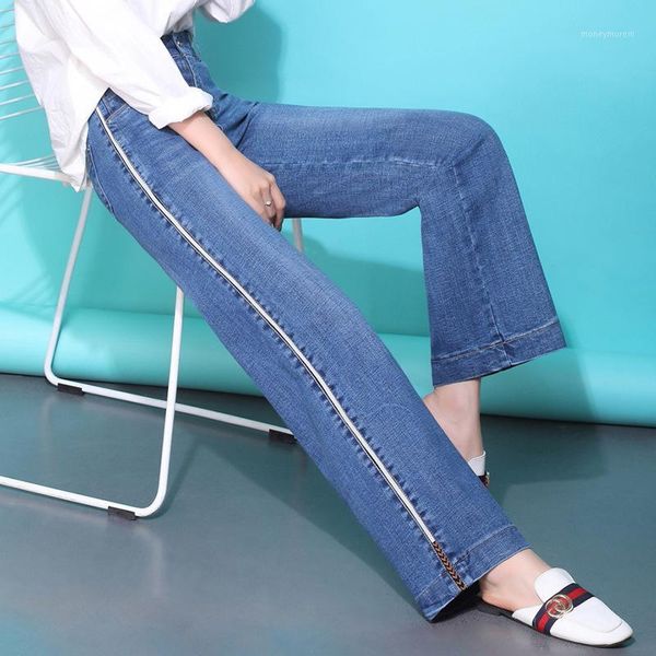 

women's jeans denim wide leg pants women's 2021 spring and autumn high waist fashion loose retro straight tube net red trend1, Blue