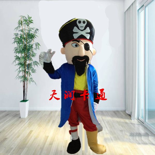 

mascot costumes mascot wolf head skull pirate cartoon costume cyclops soldier man wearing costume outside halloween carnival party prop, Red;yellow