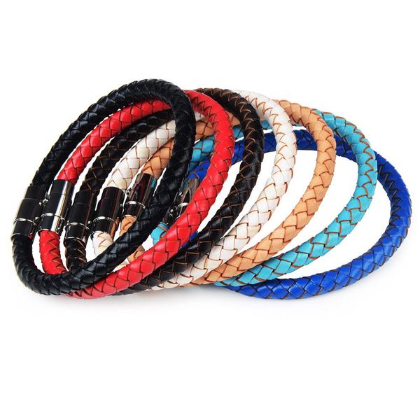 

чанфар подлинный плетеный кожаный браслет титановый магнитный зажим из нержавеющей стали браслет браслет ювелирные изделия для женщин мужчин