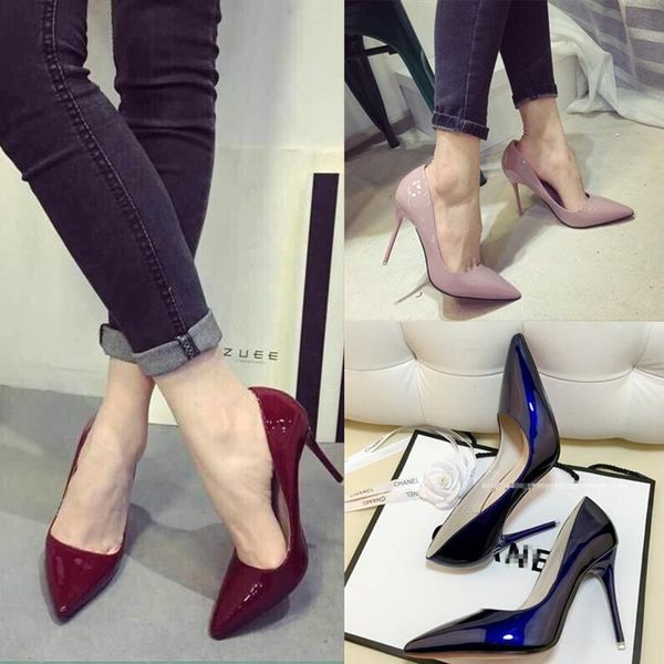 

solid basic super high thin pumps women fashion pointed toe wedding party ladies shoes party slip-on shoes, Black