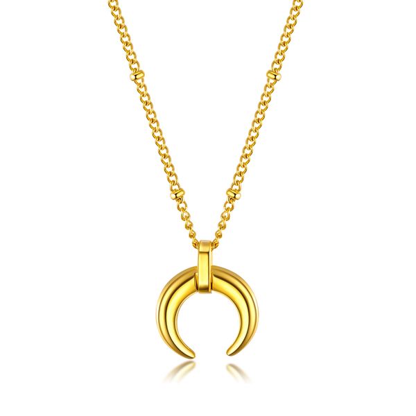 

accessories fashion long white cloud colorful horn pendant stainless steel golden crescent episode, Silver