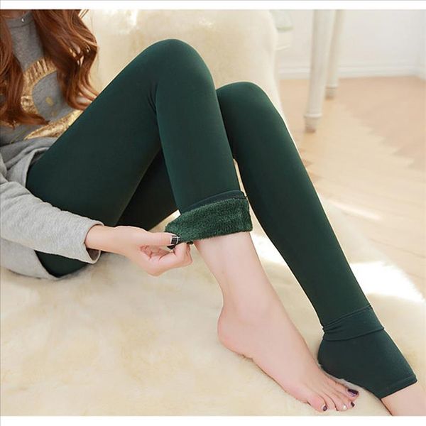 

newly women heat fleece winter stretchy leggings warm fleece lined slim thermal pants pantacollant dropship 35, Black