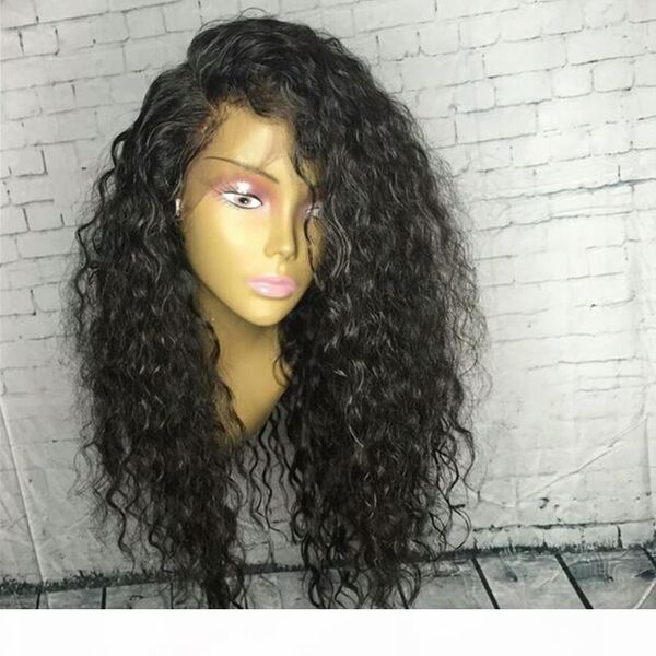 

brazilian curly full lace human hair wig glueless unprocessed virgin brazilian preplucked curly human hair lace front wigs with baby hair, Black;brown