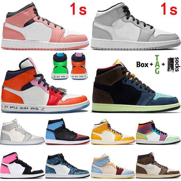 

2020 men shoes satin\r\r mid gs pink quartz light smoke grey obsidian unc sport jumpman sneakers