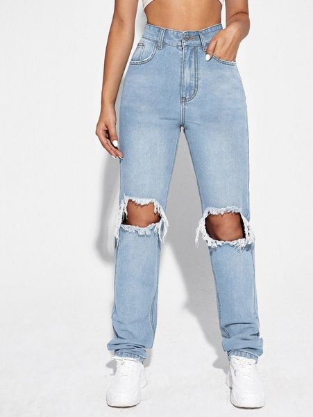 

high waisted ripped jeans z6qr#, Blue