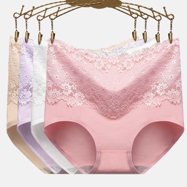 

new high waist lace panties women briefs body shaping briefs cotton underwear girls slimming underpants safety short pants, Black;pink