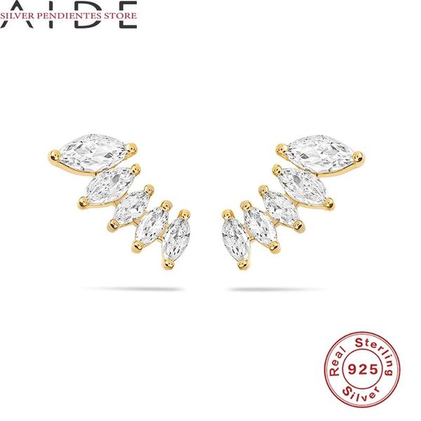 

stud aide 925 sterling silver earrings for women fashion jewelry 2021 diamond petal piercing joyero aretes de mujer, Golden;silver