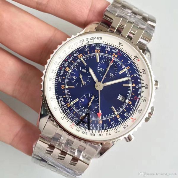 

classic mens watch br montbrillant 40mm chronograph dial sapphire glass vk quartz chronograph movement 316l stainless steel strap watches, Slivery;brown