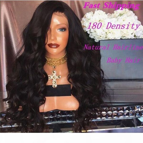 

9a 180% density full lace wigs for black women loose wave brazilian human hair pre plucked natural hairline lace front wigs with baby hair, Black;brown