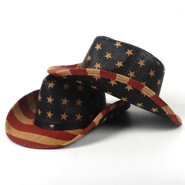 

2020 child straw sun hat for boy girl sun sombrero hombre cowboy caps 52-54cm1, Blue;gray