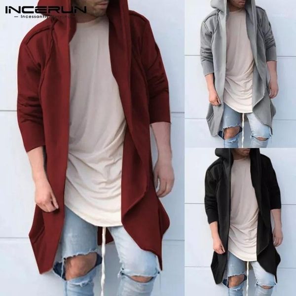 

zogaa fashion street wear men long hooded thin cardigan cape coats casual men long sleeve cotton jacket european size s-3xl1, Black