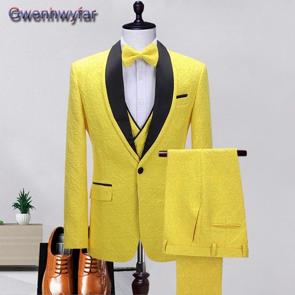

gwenhwyfar men tuxedos slim fit business party groom wedding suits prom ball banquet marriage costume 3 pieces shawl lapel terno, White;black