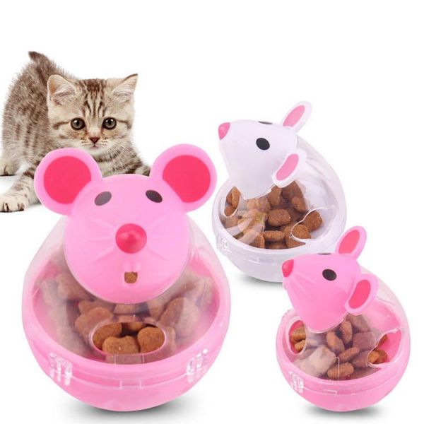 

cat toys pet feeder toy mice rolling leakage dispenser bowl playing training educational for kitten cats