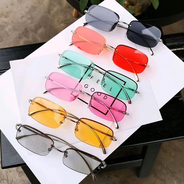 

sunglasses shauna fashion half frame rectangle women ins clear red shades men uv400, White;black