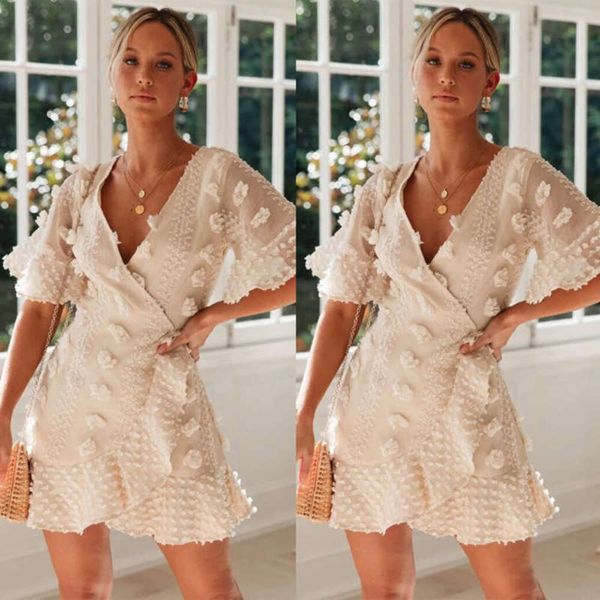 

crochet new lace v-neck solid dress in summer 2020, Black;gray