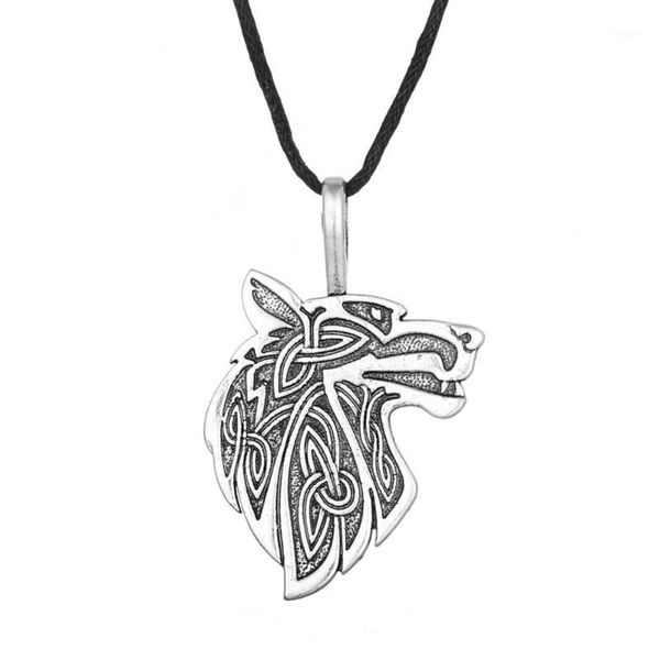 

pendant necklaces wholesale-odin raven norse wolf viking jewelry triquetra fenrir animal teen necklace men female supernatural amulet knot1, Silver