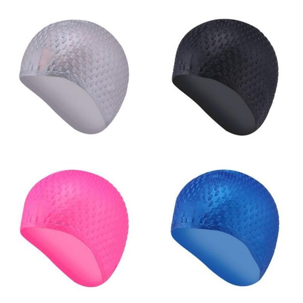 

1pc men women sile rubber swimming cap 3d ergonomic design ear pockets for waterproof swim caps hat bbyapj