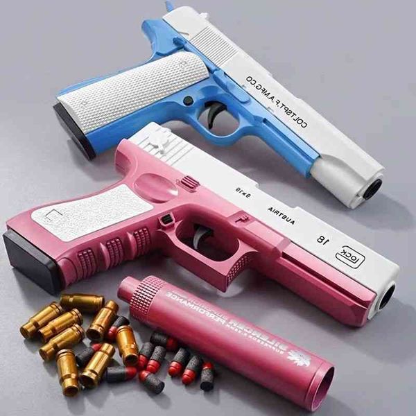 

54442pcs/set soft s manual short color bullet sniper gun toy pistol glock for kids children boys toys birthday gifts