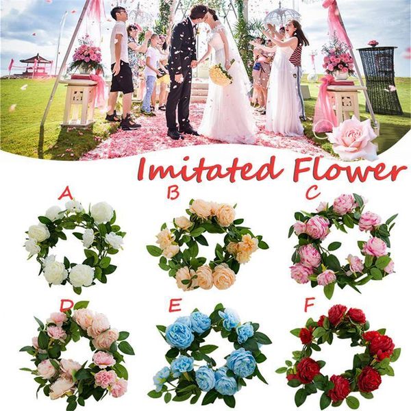 

decorative flowers & wreaths imitated rose western peony buds core vine wedding decor soft ivy artificial garland silk flower for home kitch