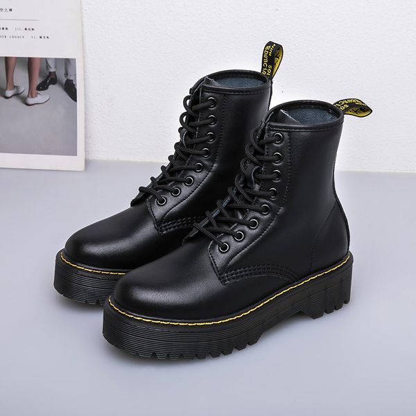 

autumn / winter 2020 children's new british martin boots 8-hole thick bottomed medium tube leather martin boots lovers, Black