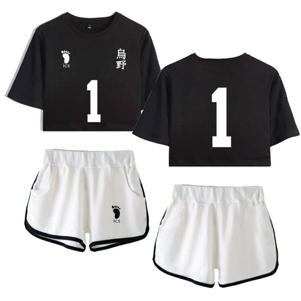 

women's tracksuits volleyball junior women two piece set fashion summer short sleeve crop shorts 2021 arrival trendy clothes, Gray