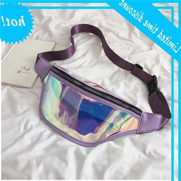 

korean 2019 new laser transparent waist women's messenger bag sports run