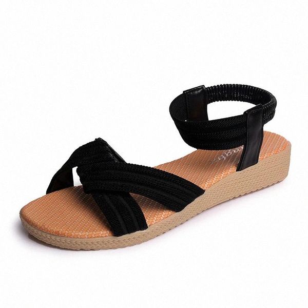 

2020 new women beach gladiator sandals flat casual summer shoes woman fashion comfortable open toe ladies sandles zapatos mujer #ep87, Black