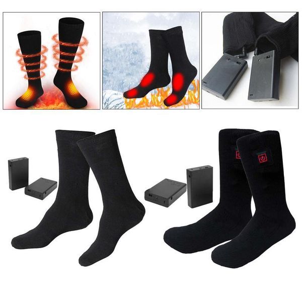 

sports socks electric heated battery power 4.5v foot winter warm thermal skiing hunting outdoor equipment1, Black