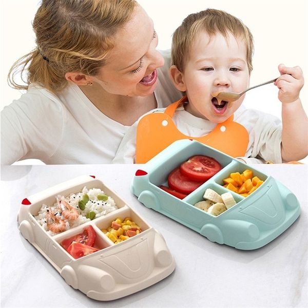 Contenitori per alimenti per neonati Piatti per addestramento in fibra di bambù per bambini Set per l'alimentazione del bambino Stoviglie per bambini Piatti a forma di ciotola per auto LJ201019