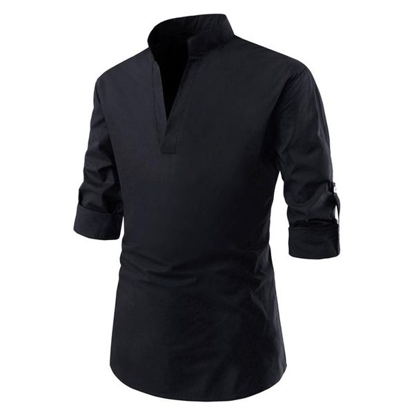 

men's casual shirts 2021 men fashion long sleeved shirt slim fit male social business dress brand clothing soft comfortable solid color, White;black