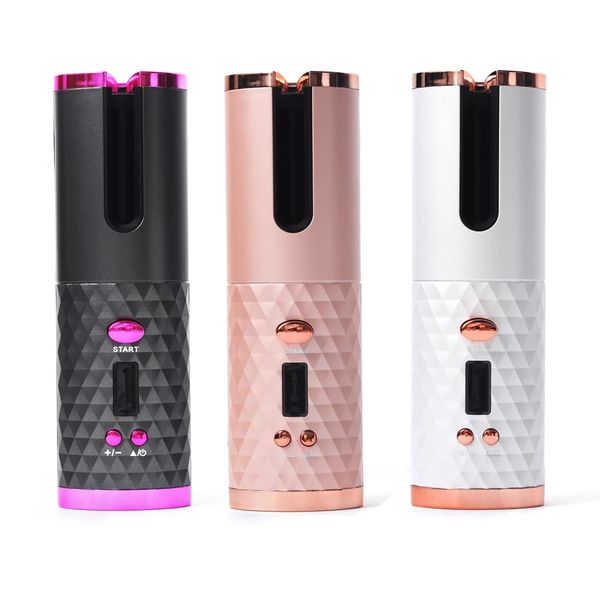 

coreless automatic hair curler iron wireless curling iron usb rechargeable air curler for curves waves lcd display ceramic curly