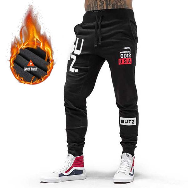

muscle autumn and winter sports pants men's cotton men's brothers plush leisure fitness pants designer sportswear, Black