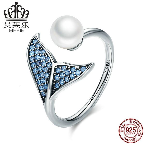 

accessories s925 diamond sterling silver opening female fashion mermaid foam pearl ring scr286