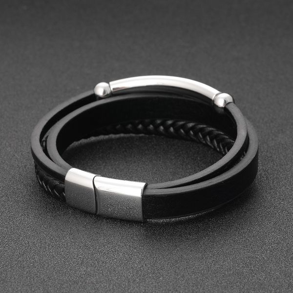 

factoryq99jsteel cowhide stainless 2019 leather jewelry woven titanium bracelet br