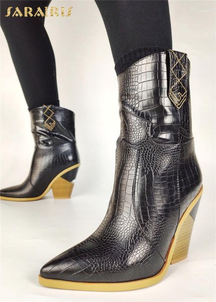 

boots 2021 brand plus size 46 luxury shoes ladies pointed toe trendy fashion slip on vintage western boot woman1, Black