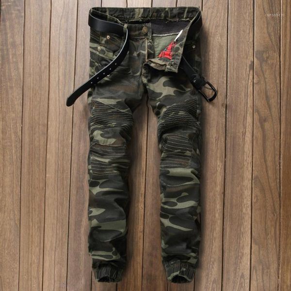 

men's jeans 2021 selling famous designer brand trousers slim pants camouflage long tide zipper decoration1, Blue